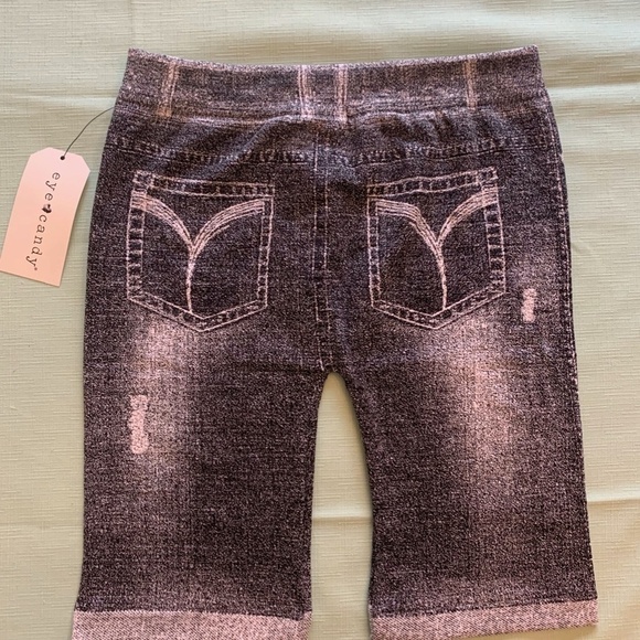 Eye Candy Stretchy Denim Look Shorts Grey Women's S/M New with Tags Spandex Poly - Picture 2 of 5